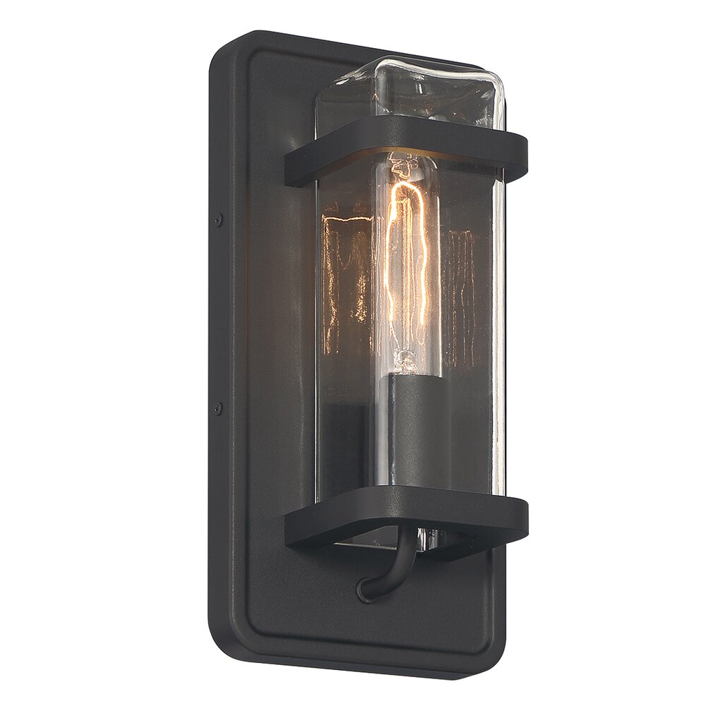 Designers Fountain 6" 1-Light Modern Outdoor Wall Lantern in Black with Clear Glass Shade