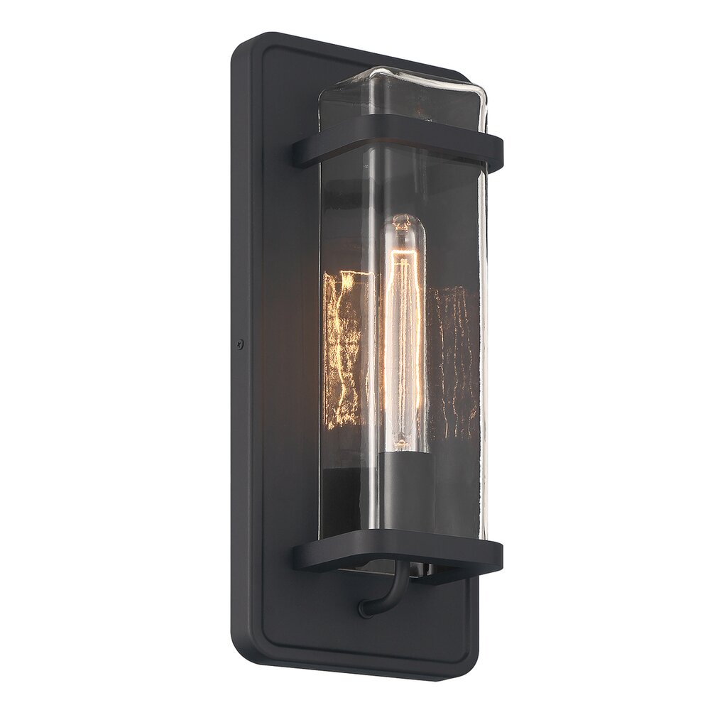 Designers Fountain 7" 1-Light Modern Outdoor Wall Lantern in Black with Clear Glass Shade