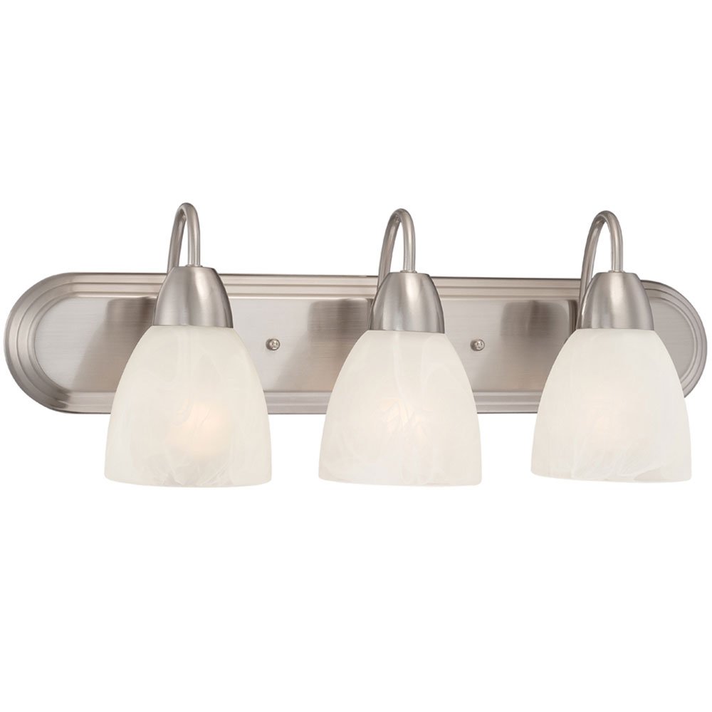 Designers Fountain 3 Light Bath Bar in Brushed Nickel with Alabaster