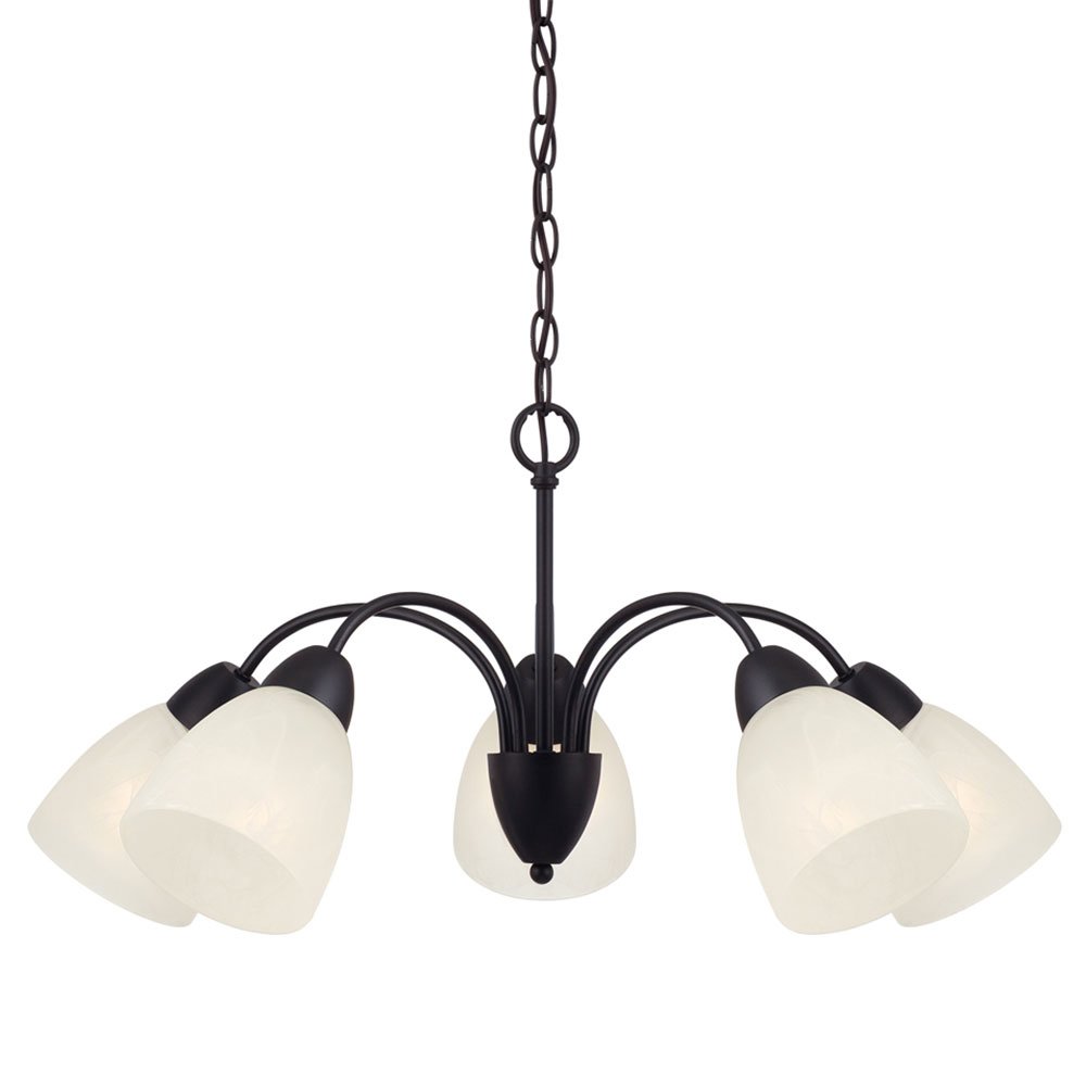 Designers Fountain 5 Light Chandelier in Oil Rubbed Bronze with Alabaster