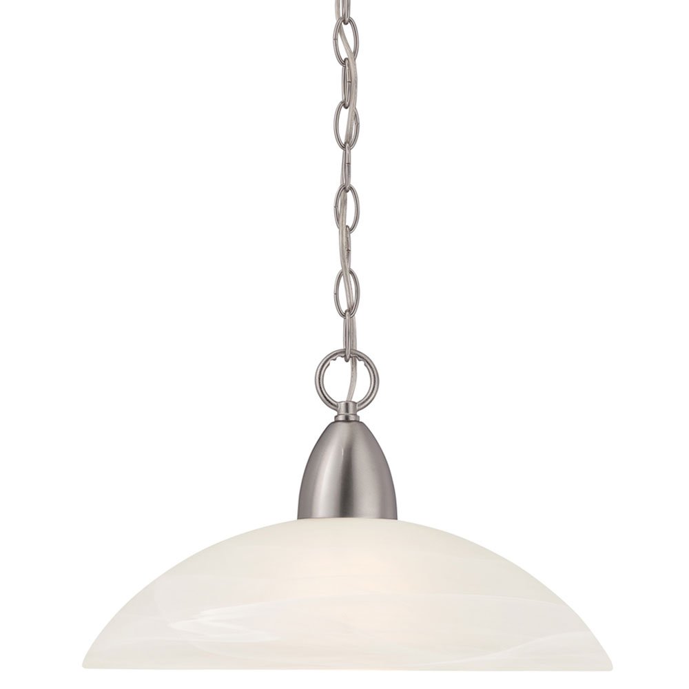Designers Fountain Down Pendant in Brushed Nickel with Alabaster