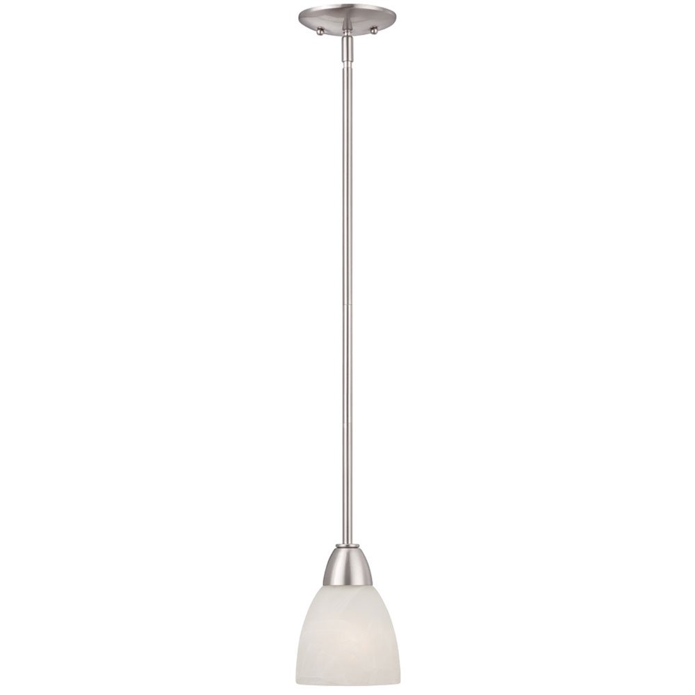 Designers Fountain Mini Pendant in Brushed Nickel with Alabaster