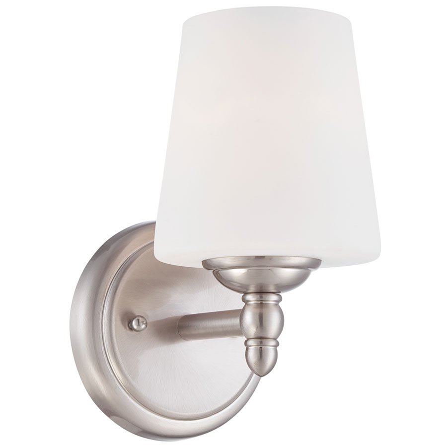 Designers Fountain Wall Sconce in Brushed Nickel with White Opal