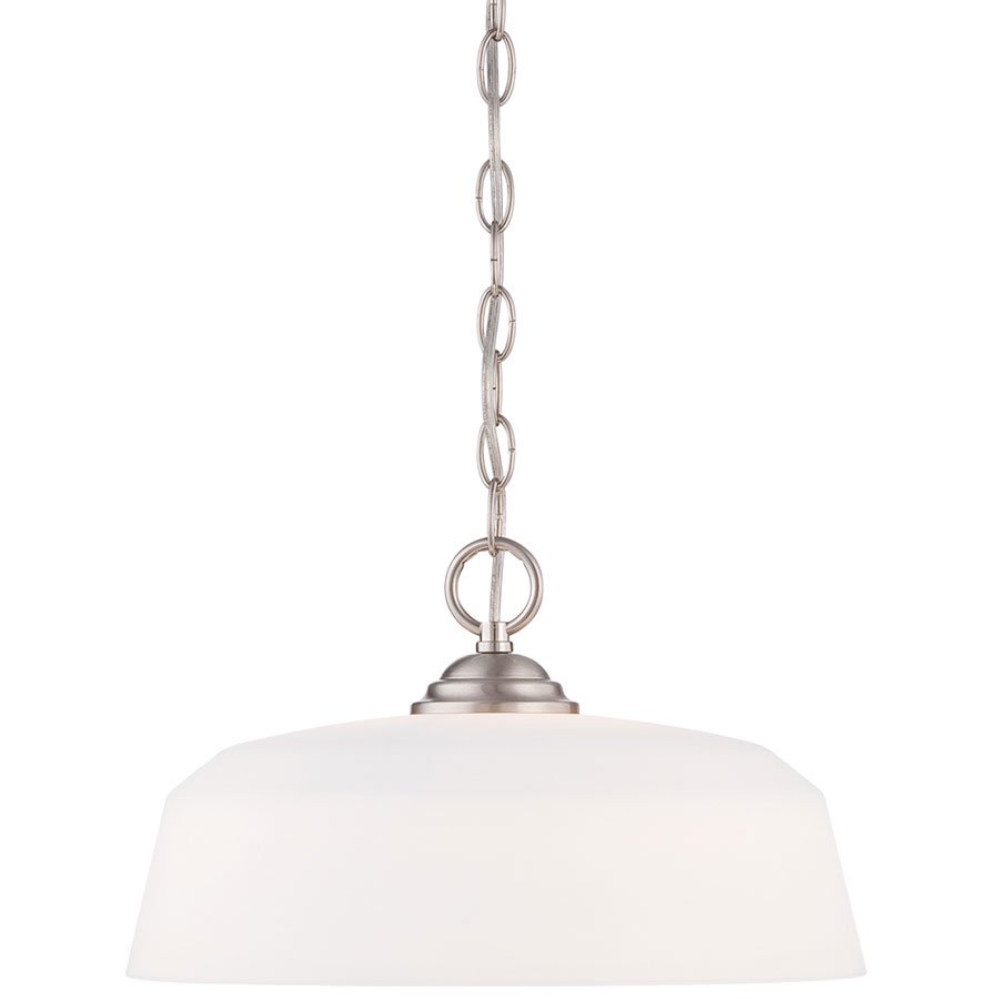 Designers Fountain Down Pendant in Brushed Nickel with White Opal