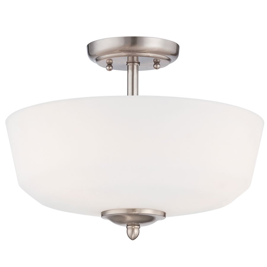 Designers Fountain Semi-Flush in Brushed Nickel with White Opal