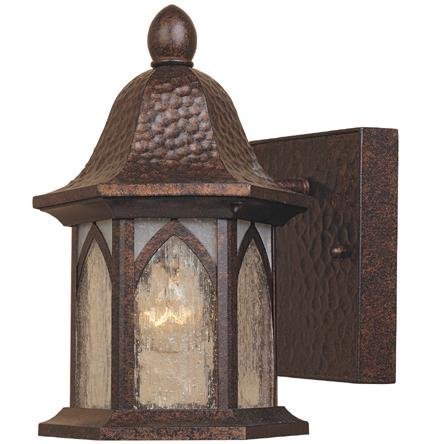 Designers Fountain Exterior Wall Lantern in Burnished Antique Copper with Clear & Frosted Seedy