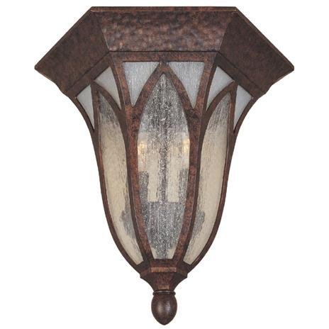 Designers Fountain Exterior Flushmount in Burnished Antique Copper with Clear & Frosted Seedy