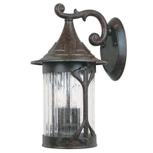 Designers Fountain Exterior Wall Lantern in Chestnut with Aged Crackle Optic