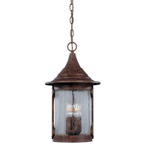 Designers Fountain Exterior Hanging Lantern in Chestnut with Aged Crackle Optic