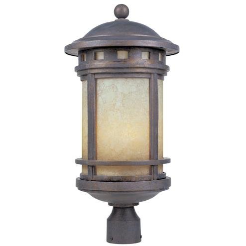 Designers Fountain Exterior Post Lantern in Mediterranean Patina with Amber