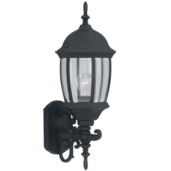 Designers Fountain 8" Wall Lantern in Black with Clear