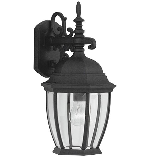 Designers Fountain 9" Wall Lantern in Black with Clear