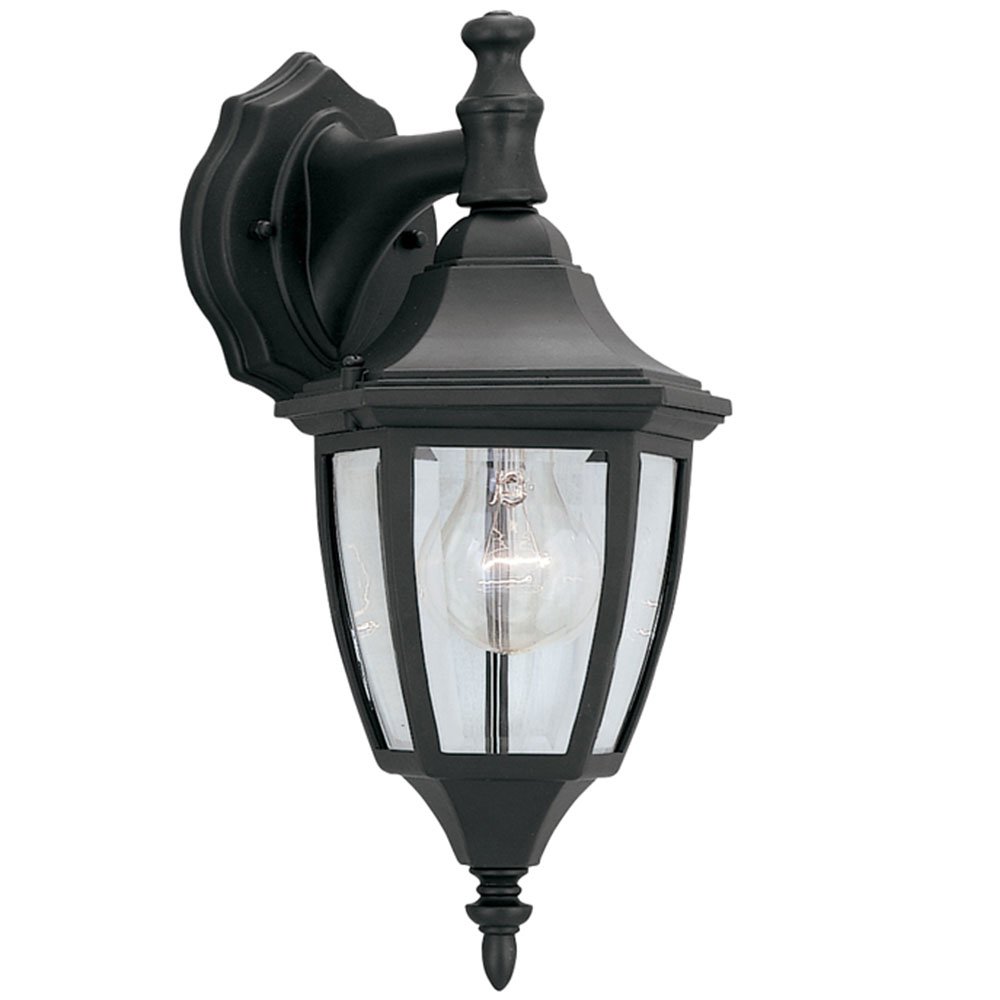 Designers Fountain 7" Wall Lantern in Black with Clear
