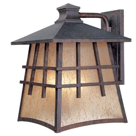 Designers Fountain Exterior Wall Lantern in Mediterranean Patina with Amber Patina