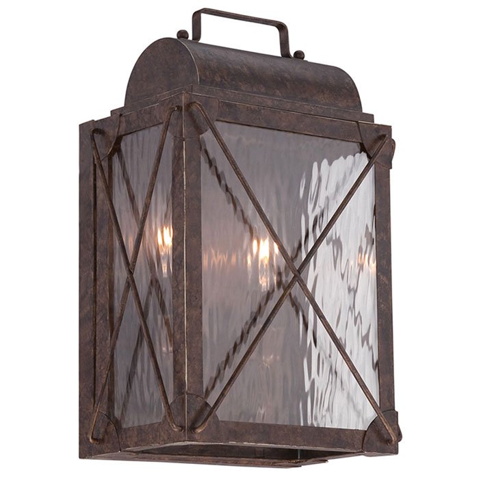 Designers Fountain 9" Wall Lantern in Etruscan Bronze with Clear Water