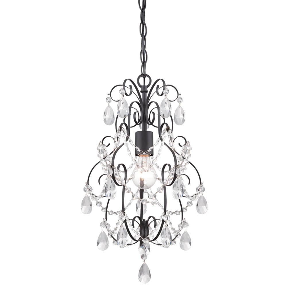 Designers Fountain 1 Light Mini Chandelier in Oil Rubbed Bronze with Clear Faceted Accents