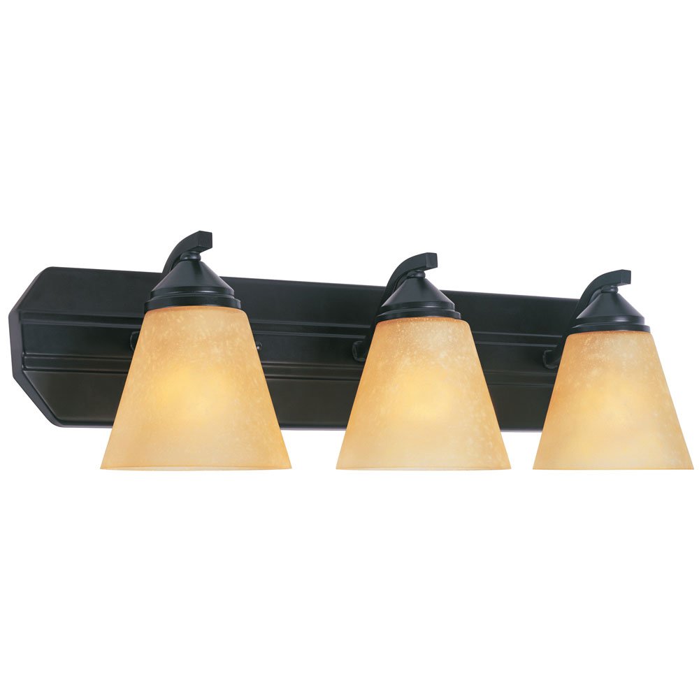 Designers Fountain 3 Light Bath Bar in Oil Rubbed Bronze with Goldenrod