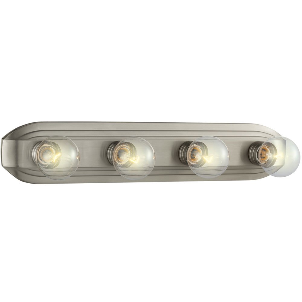Designers Fountain 4 Light Bath Bar in Brushed Nickel with Clear