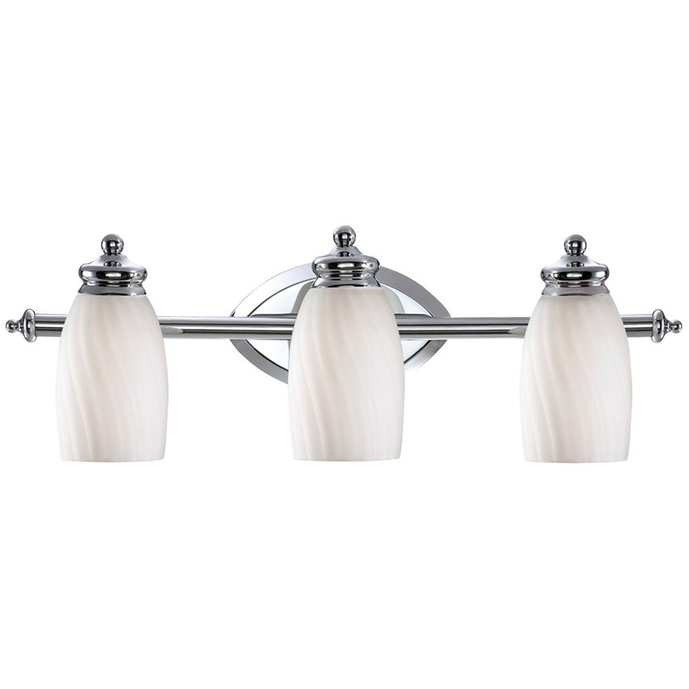 Designers Fountain 3 Light Bath Bar in Chrome with Frosted White Inside
