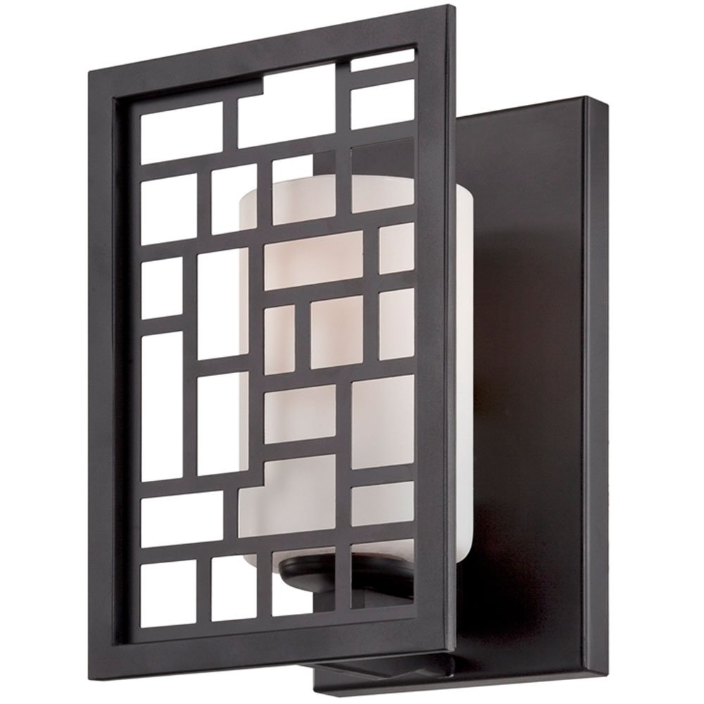 Designers Fountain Wall Sconce in Oil Rubbed Bronze with Frosted White Inside
