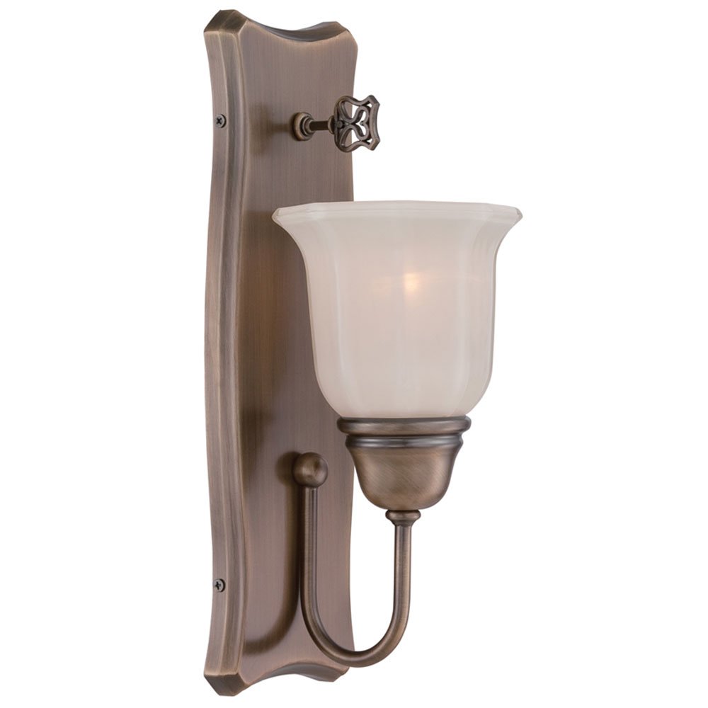 Designers Fountain Wall Sconce in Old Satin Brass with White Opal