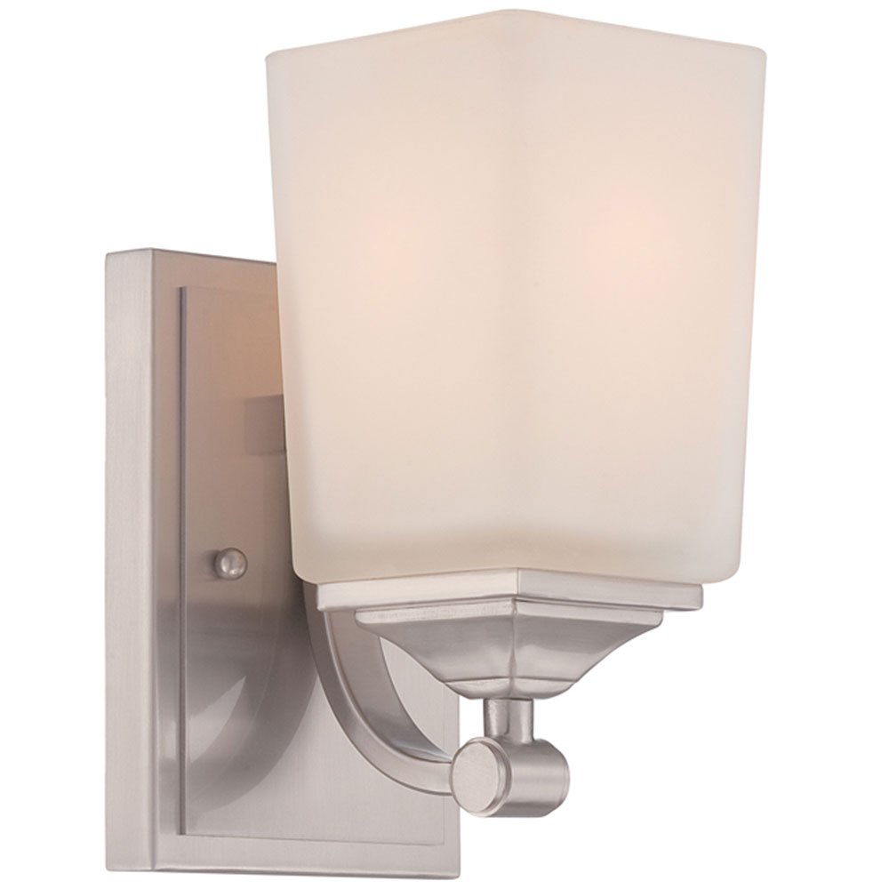 Designers Fountain Wall Sconce in Satin Platinum with White Opal