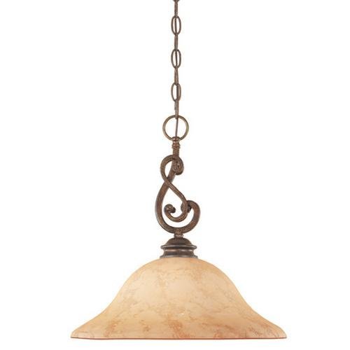 Designers Fountain Interior Pendant in Forged Sienna with Warm Amber Glaze