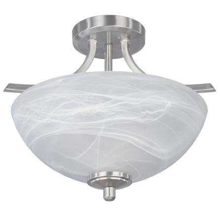 Designers Fountain Semi Flush Ceiling Light in Satin Platinum with Alabaster