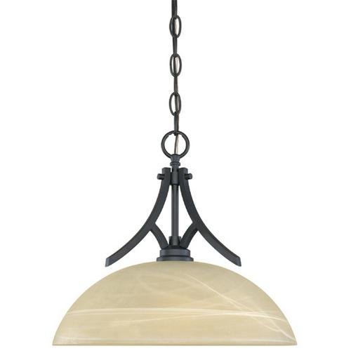Designers Fountain Pendant in Burnished Bronze with Tea Stained Alabaster