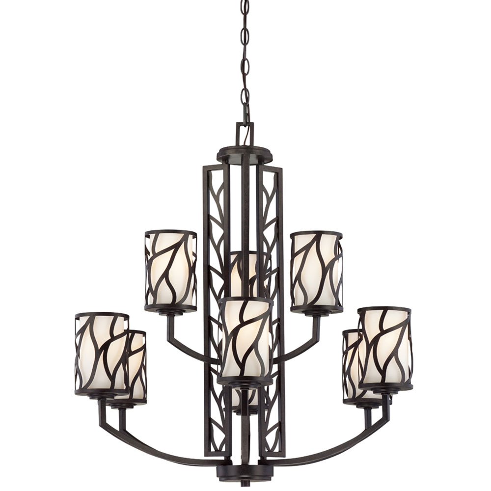 Designers Fountain 9 Light Chandelier in Artisan with White Opal
