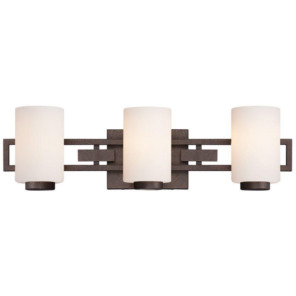 Designers Fountain 3 Light Bath Bar in Flemish Bronze with White Opal