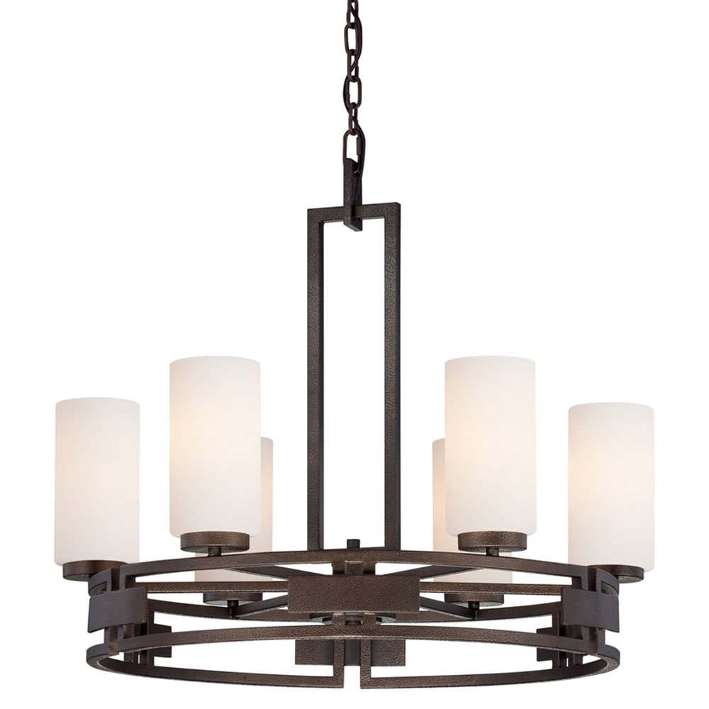 Designers Fountain 6 Light Chandelier in Flemish Bronze with White Opal