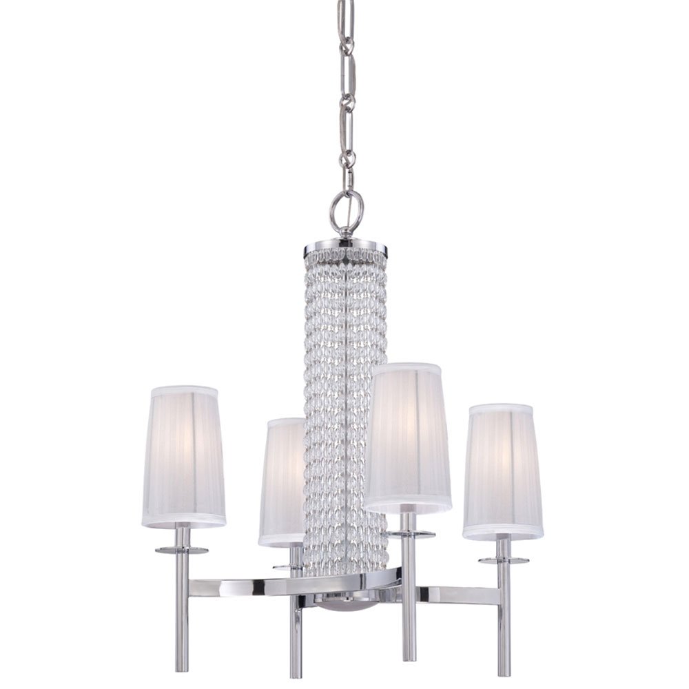 Designers Fountain 4 Light Chandelier in Chrome with Silver Organza Fabric
