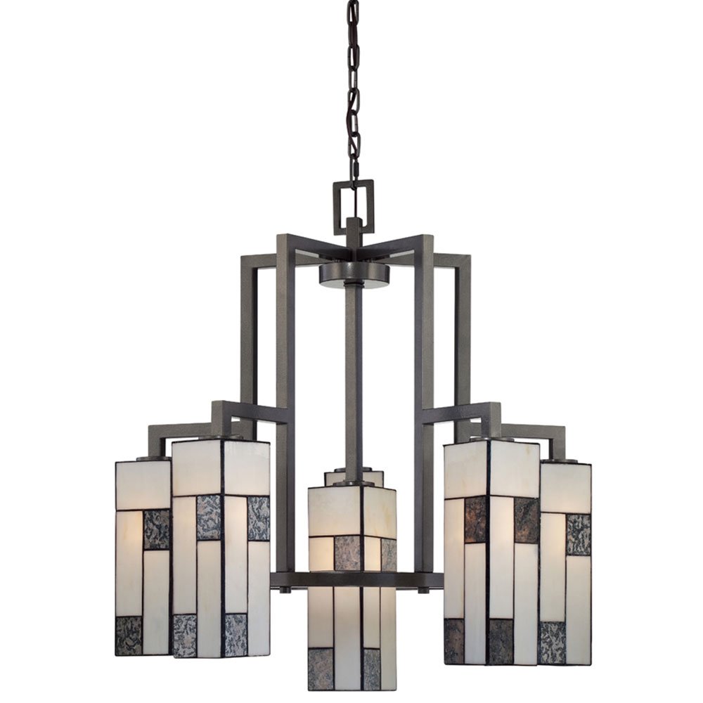 Designers Fountain 6 Light Chandelier in Charcoal with Art Glass