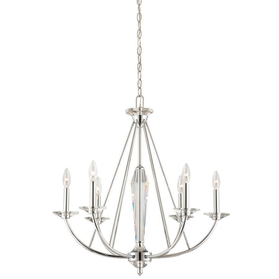Designers Fountain 6 Light Chandelier in Chrome with White Opal