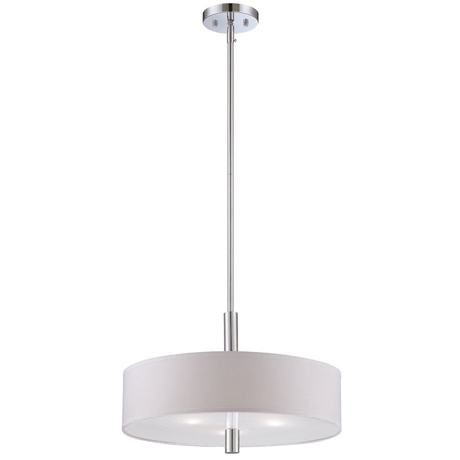 Designers Fountain Pendant in Chrome with White Fabric