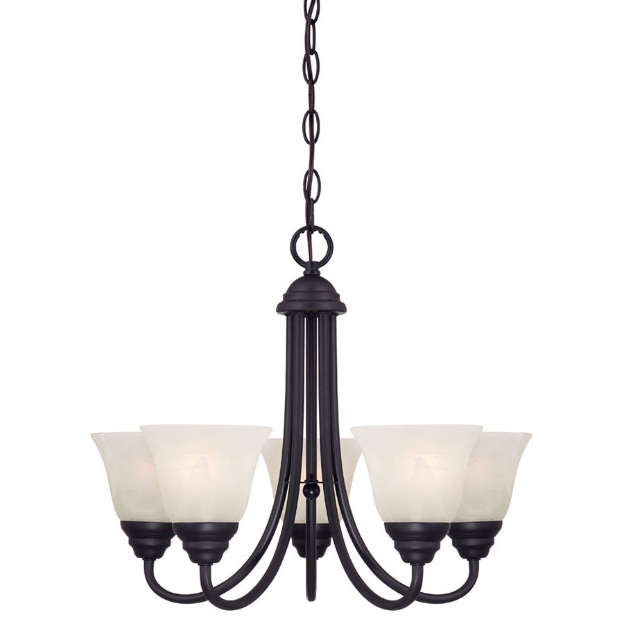 Designers Fountain 5 Light Chandelier in Oil Rubbed Bronze with Frosted
