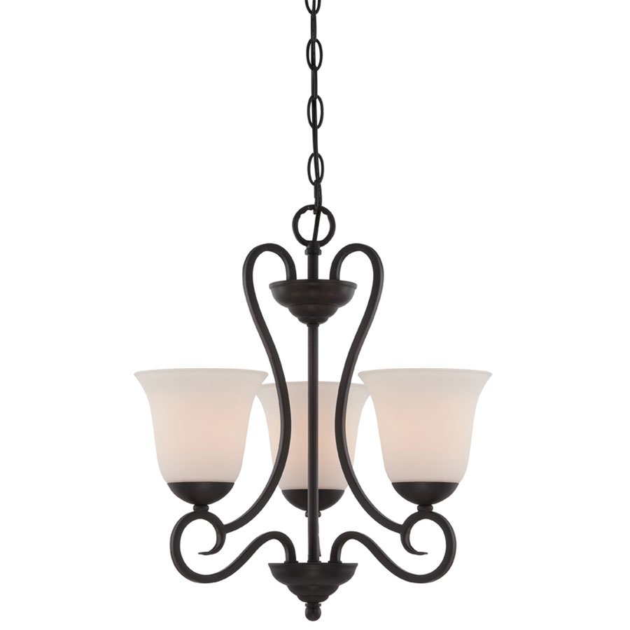 Designers Fountain 3 Light Chandelier in Oil Rubbed Bronze with Frosted