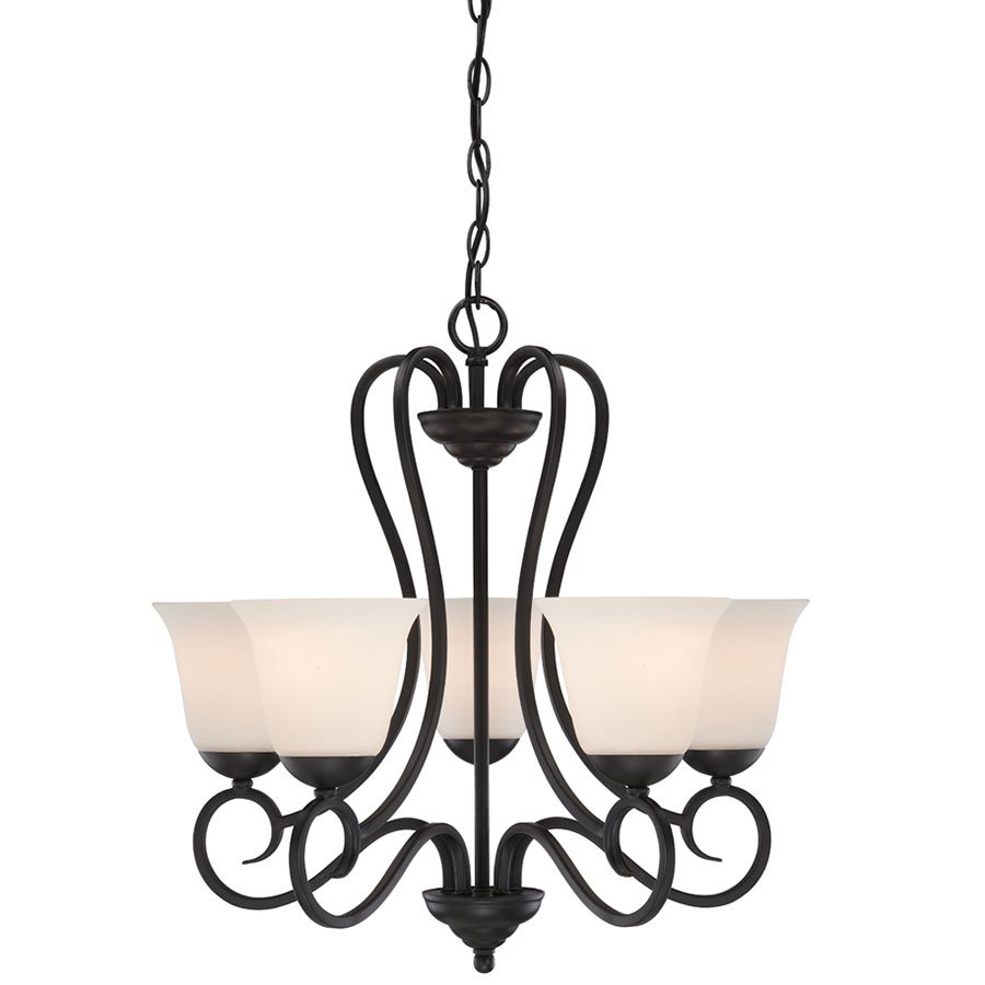 Designers Fountain 5 Light Chandelier in Oil Rubbed Bronze with Frosted