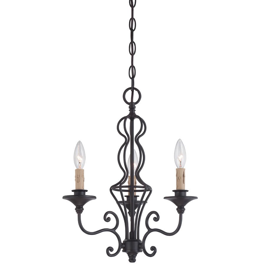 Designers Fountain 3 Light Chandelier in Natural Iron with Satin Chenille