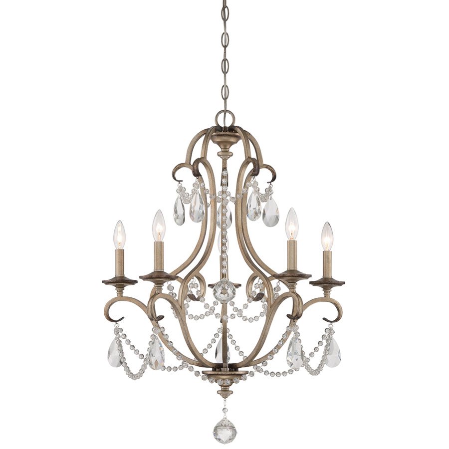 Designers Fountain 5 Light Chandelier in Argent Silver with Satin White