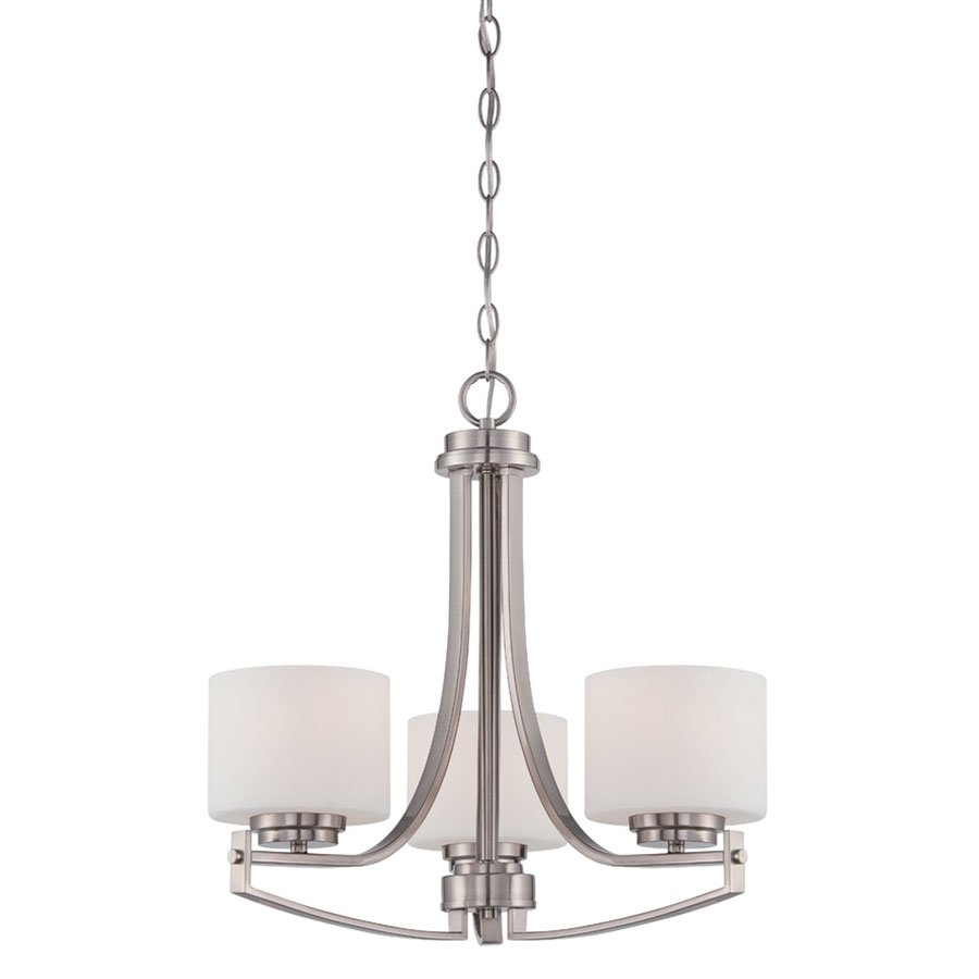 Designers Fountain 3 Light Chandelier in Satin Platinum with White Opal