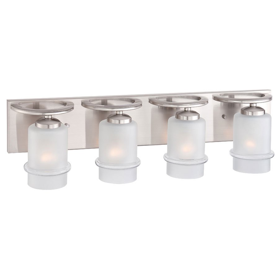 Designers Fountain 4 Light Bath Bar in Satin Platinum with Satin Etched