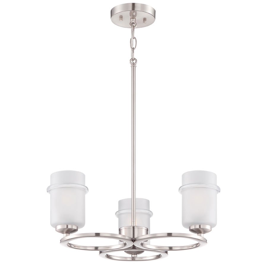 Designers Fountain 3 Light Chandelier in Satin Platinum with Satin Etched