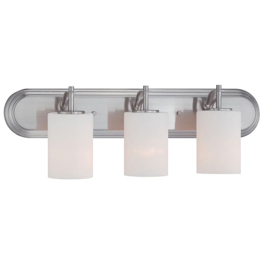 Designers Fountain 3 Light Bath Bar in Satin Platinum with Frosted