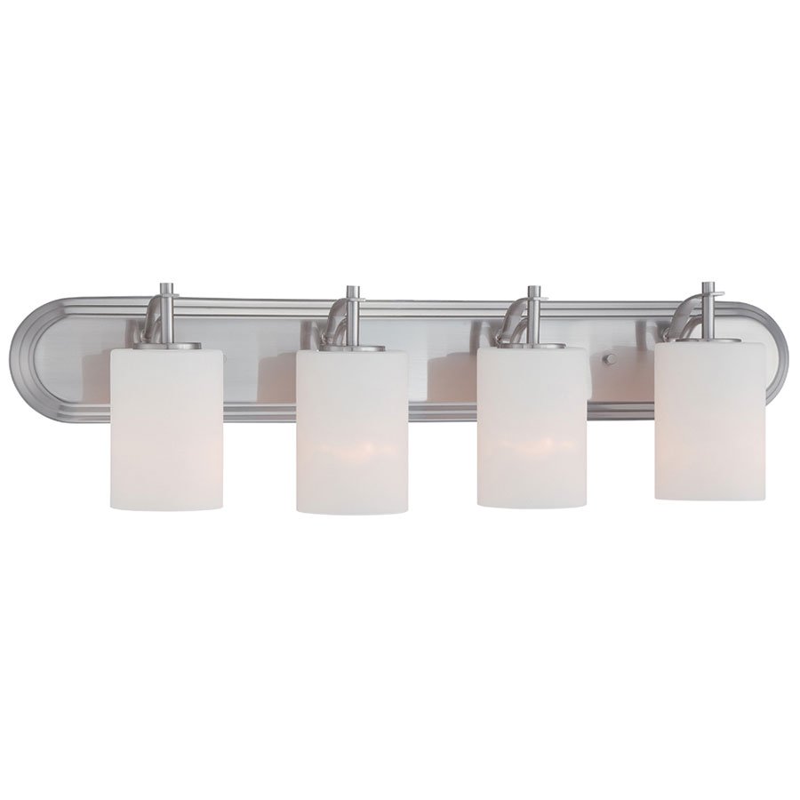Designers Fountain 4 Light Bath Bar in Satin Platinum with Frosted