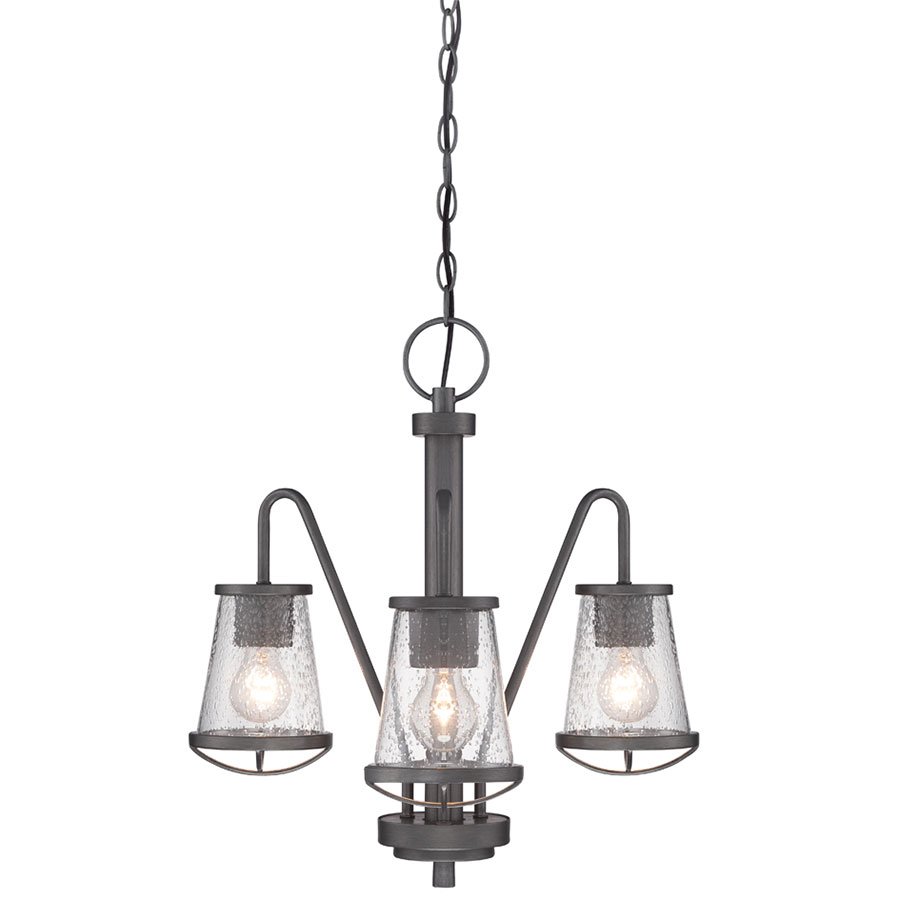 Designers Fountain 3 Light Chandelier in Weathered Iron with Clear Seedy