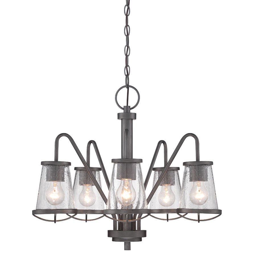 Designers Fountain 5 Light Chandelier in Weathered Iron with Clear Seedy