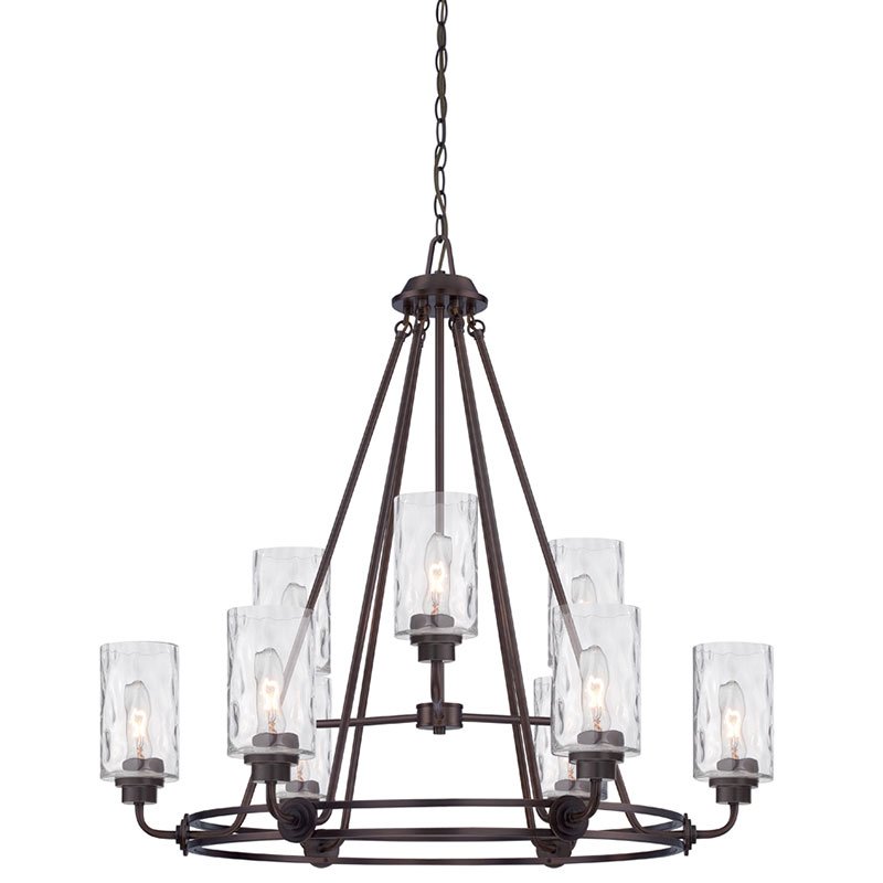 Designers Fountain 9 Light Chandelier in Old English Bronze with Blown Hammered