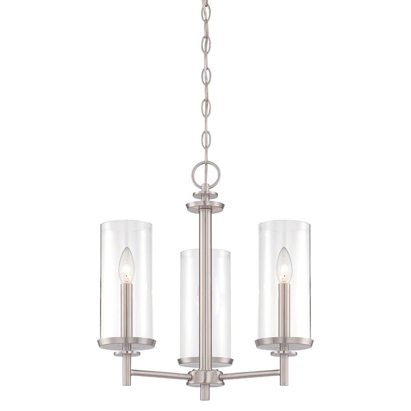 Designers Fountain 3 Light Chandelier in Satin Platinum with Clear